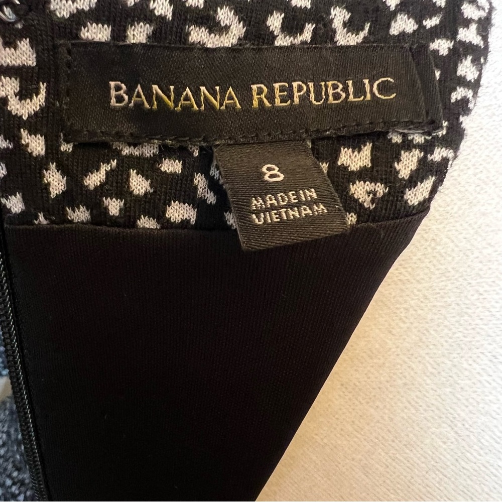 Banana Republic Size 8 Black White Short Sleeve Sheath Dress Workwear Academia - Picture 8 of 8